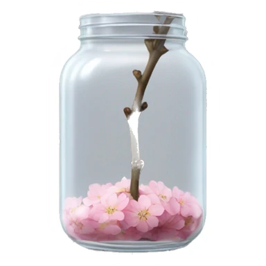 Realistic big sakura flower stem in a transparent jar vase sticker