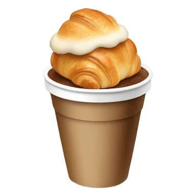 Disposable cup with cappuccino and croissant sticker