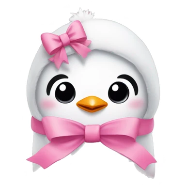 a cute penguin with pink bow on head sticker