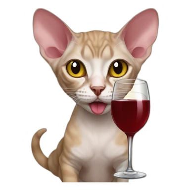 devon rex drinking wine sticker