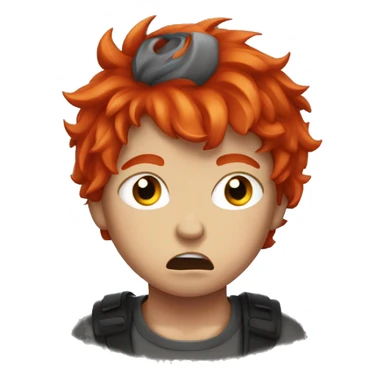 boy whos very angry with bright red hair sticker