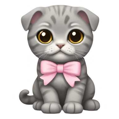 Grey Scottish fold with light pink bow sticker