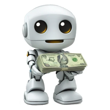 Cute robot with money sticker