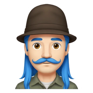 blue long haired man and hat and mustache sticker