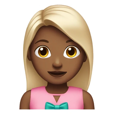 Straight hair girl in pink outfit with a bow sticker