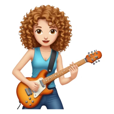 rockstar woman with curly light brown hair playing electric guitar sticker