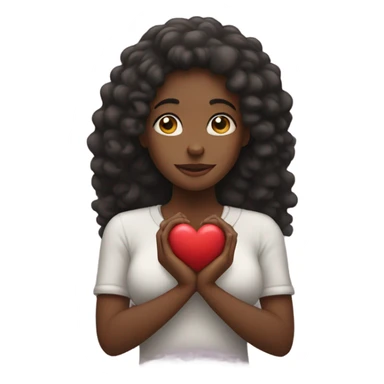 black woman holding up heart  sticker