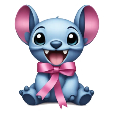 Stitch with pink ribbon sticker