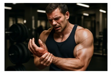 tunnel carpale dolore nel bodybuilder realistico sticker