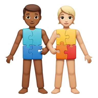 Two people with puzzle piece bodies that fit perfectly together, representing compatible personalities sticker