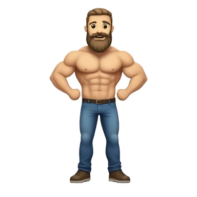strong dad with beard showing muscles full body sticker