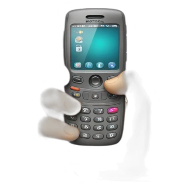 Telefono motorola con numeros en la mano sticker