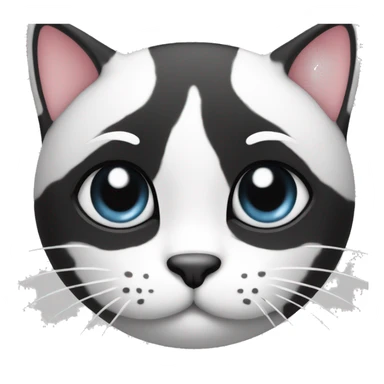 Cute cat black and white with heart sticker