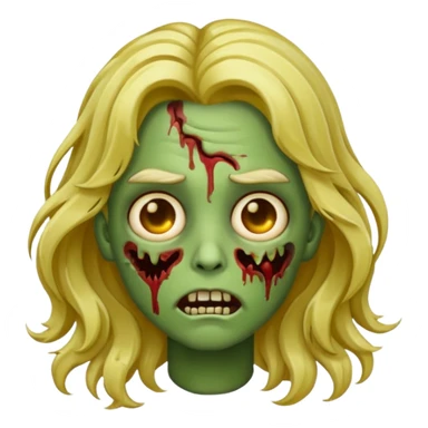 Make a zombie emoji with wavy hair and golden streaks. sticker