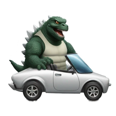 Godzilla driving a sports car sticker