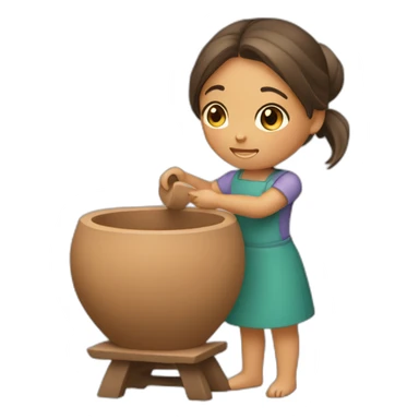 girl using pottery wheel sticker