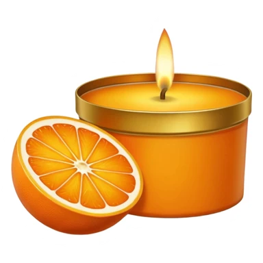 Citrus candle – orange wax in gold tin with slice design sticker