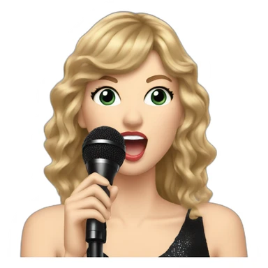Taylor Swift singing into a black microphone sticker