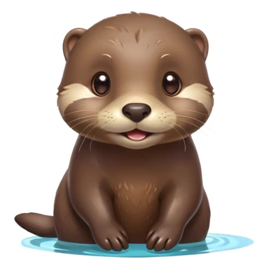 Cinematic Cute Otter Portrait Emoji, Head tilted playfully and inquisitively, featuring a glossy, streamlined brown Fur with a cute, twitching nose and round, sparkling eyes filled with curiosity, Simplified yet irresistibly adorable features, highly detailed, glowing with a warm, friendly glow, high shine, affectionate and sprightly, stylized with a touch of aquatic whimsy, bright and endearing, soft glowing outline, capturing the essence of a mischievous yet loving otter, so playful it feels like it could splash out of the screen and into your arms! sticker