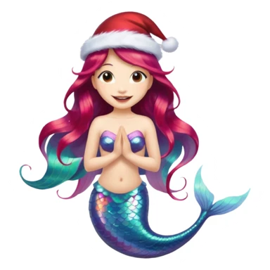 asian mermaid with christmass hat sticker