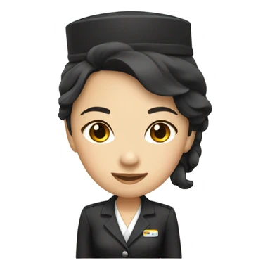 Black color uniform flight attendant Asian  sticker