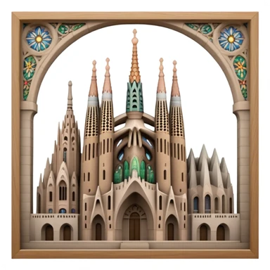Cinematic Realistic Sagrada Fam√≠lia Landmark Emoji, depicted with the intricate, soaring architecture of the basilica rendered with detailed textures and dramatic, ethereal lighting. sticker