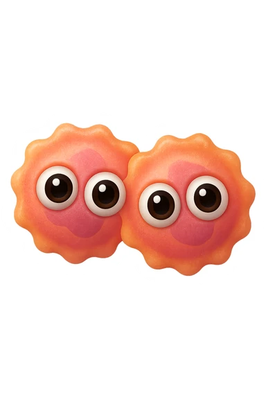 emoji con due cellule umane con occhi 3d sticker