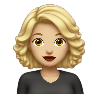 girl with blond hair with red lipstick sticker