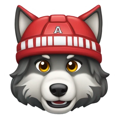 A wolf hockey player lies on the ice in a red white and black uniform A wolf hockey player lies on the ice in a red white and black uniform sticker