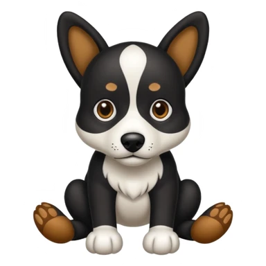 haz un perro negro con las patas y el ozico blancos toques marrones mucho pelo y ojos marrones menos marron menos pelo sticker