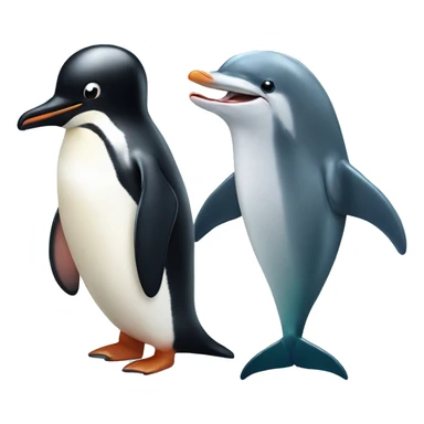 cute penguin and dolphin  sticker