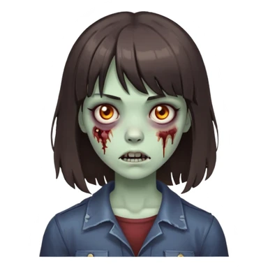 garota zumbi com o cabelo castanho escuro medio com as pontas repicadas e com franja sticker