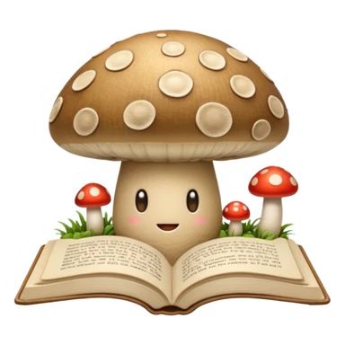 Cozy aesthetic beige mushroom and book sticker