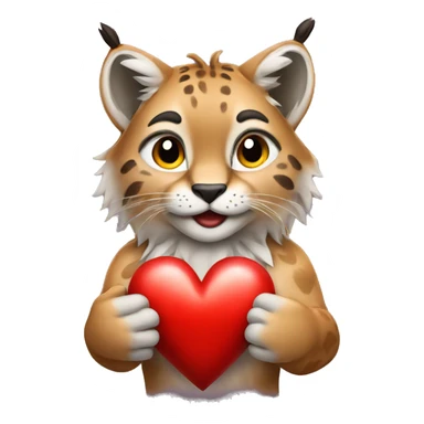 a lynx holding a heart sticker