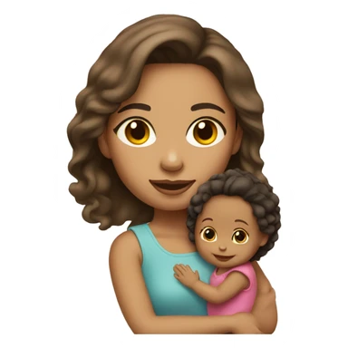 light skin tone brunette woman holding girl toddler sticker