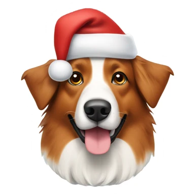 Red English shepherd dog with a long snout with christmas hat on  sticker