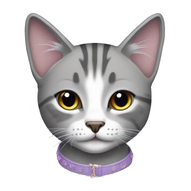 Grey girl tabby cat with lilac collar sticker