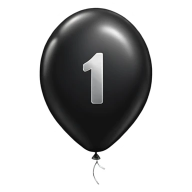 black balloon shaped as the number 1, classic emoji style sticker