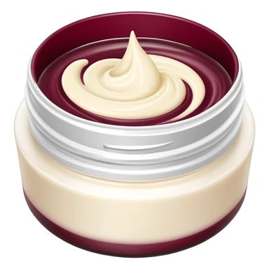 Elegant looking facial cream in a burgundy container that’s open and revealing the cream in a perfect shape (1 item) sticker