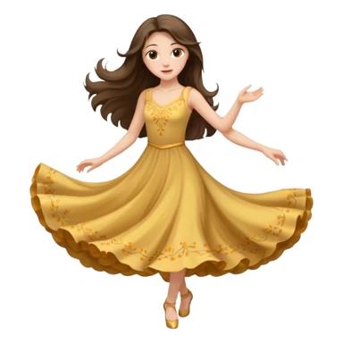 white brunette girl long hair with hazel eyes in light dancing sticker