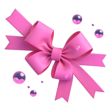 pink bow with floating bubbles around it sticker