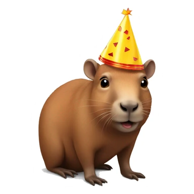 A capibara with a birthday hat sticker