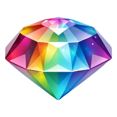 A 3d, not too detailed rainbow colored gem shaped prismatic icon sticker