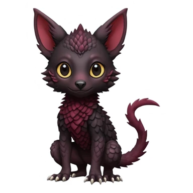 Cute cool realistic black Trico-hybrid-creature dark burgundy (full body) sticker