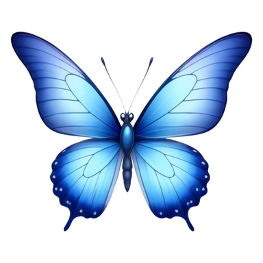 Cinematic Realistic Noble Blue Butterfly Portrait Emoji, Poised and graceful, with delicate, translucent wings rendered in vivid sapphire and indigo tones, a slender, elegant body with finely detailed textures, and gentle, reflective eyes, illuminated by soft natural light, high shine, intelligent and ethereal, styled with an air of refined natural beauty, focused and attentive, soft glowing outline, capturing the essence of a watchful and confident blue butterfly that appears to flutter out of the screen with effortless grace! sticker