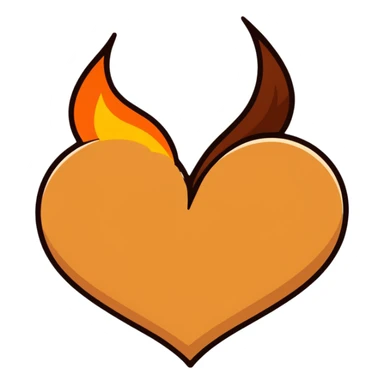 Flamed brown heart  sticker