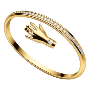 yellow gold nail-shaped bracelet, wrapped around wrist, diamond head” sticker