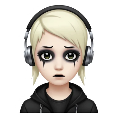 an emo nonbinary person listening to metal sticker