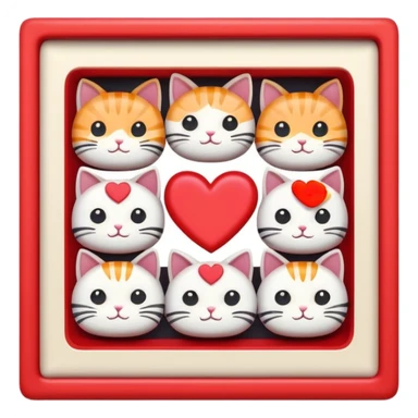 square frame with empty center, alternating cats, sushi, and hearts around the outside edge sticker