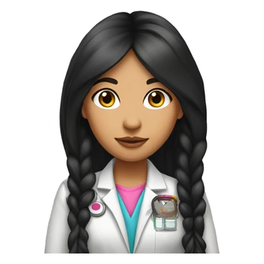  young beautiful Native American female idol scientist with feather earrings & long black hair with pink accents sticker